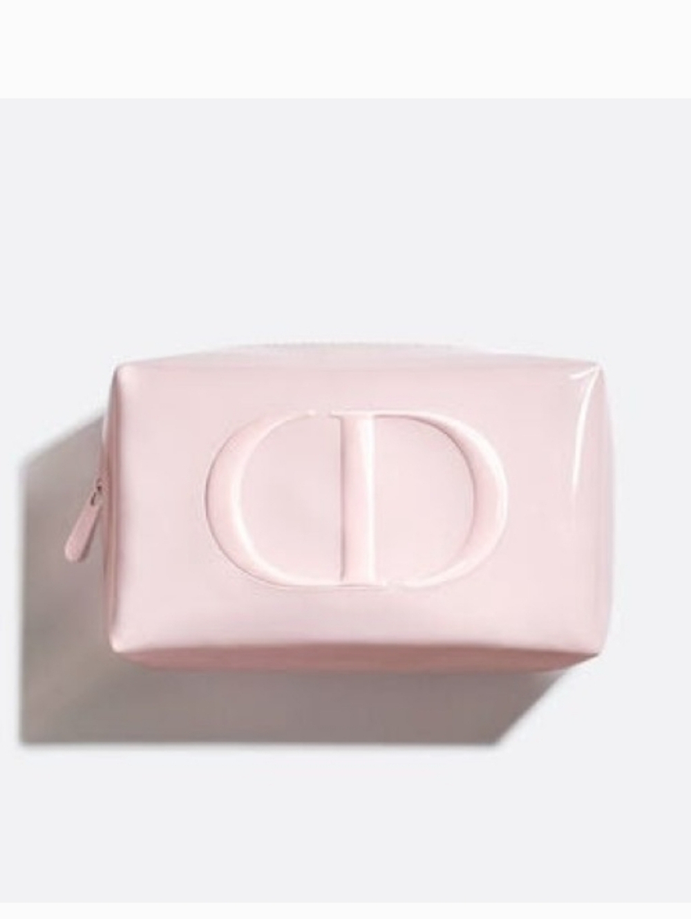 Dior Light Pink Patent CD logo Cosmetic Makeup Zip Pouch Clutch Bag New Release